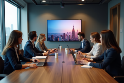 Groupe de professionnels marketing en réunion stratégie