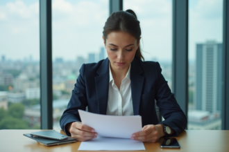 Femme d affaires en réunion dans un bureau moderne