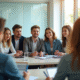 Jeunes adultes en formation dans une salle lumineuse