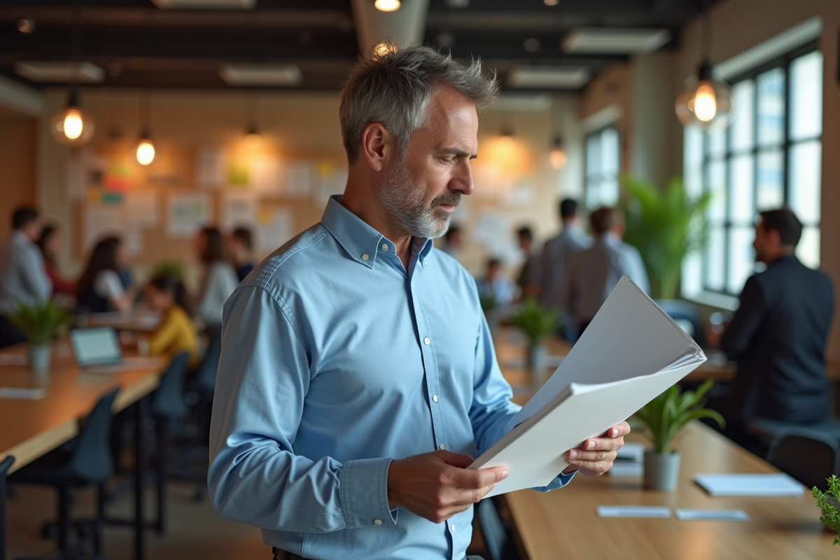 Homme d affaires dans espace de coworking créatif